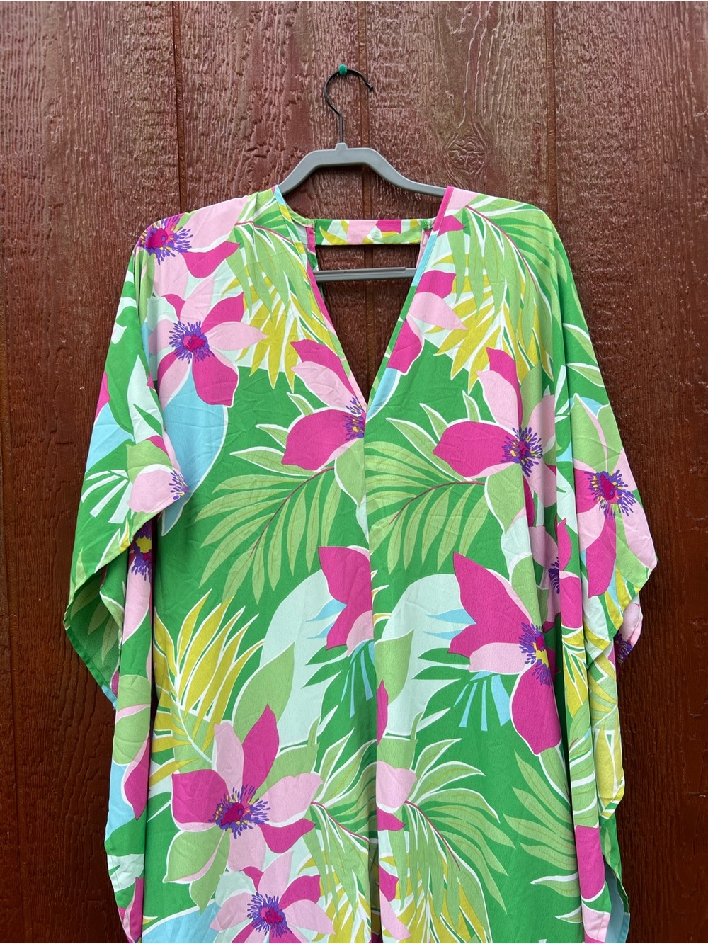 FKSP For Lake Style Pantry Tropical Floral Kaftan Maxi Dress Coverup XXS XS S - Picture 3 of 7